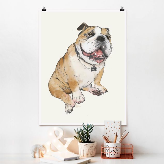 Küche Dekoration Illustration Hund Bulldogge Malerei