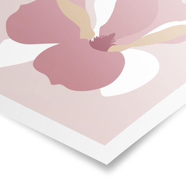 Kunstkopie Poster Line Art Blüten Pastell Rosa