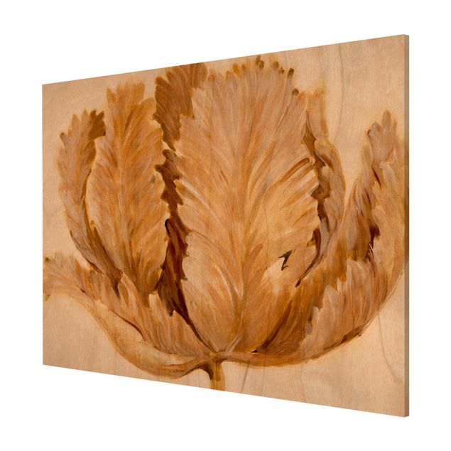 Wandbilder Floral Sepia Tulpe auf Holz II