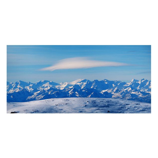 Magnettafel - Verschneite Bergwelt - Panorama Querformat