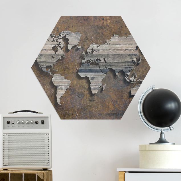Wandbilder Weltkarten Holz Rost Weltkarte