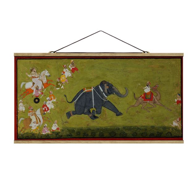 Kunststile Indisch - Maharaja Jagat Singh verfolgt fliehenden Elefanten