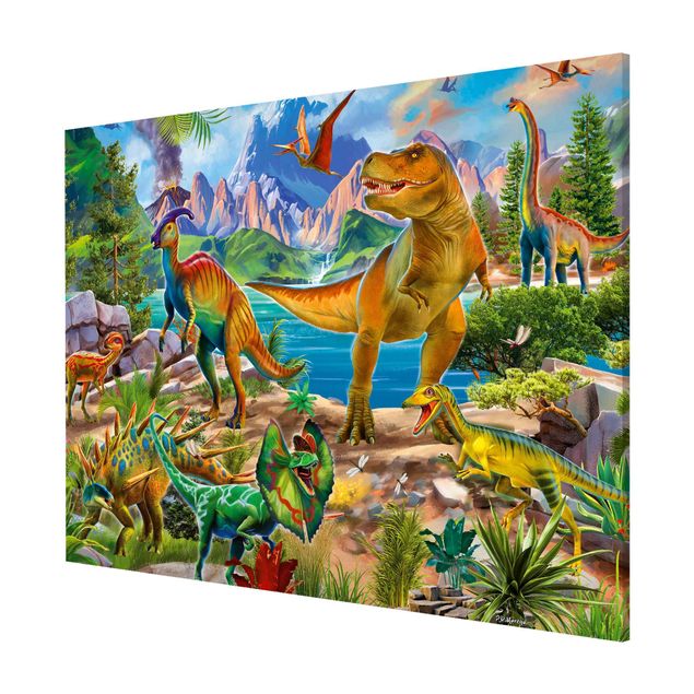 Wandbilder Modern T-Rex und Parasaurolophus