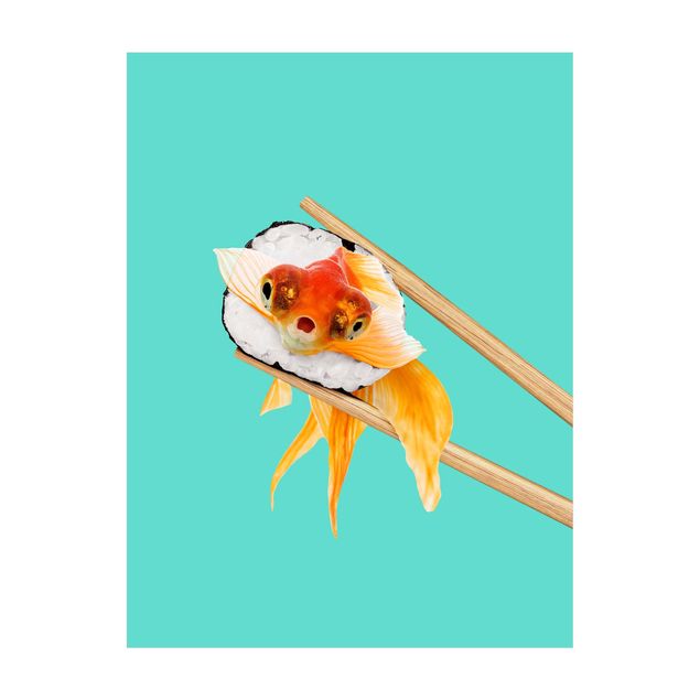 Türkiser Teppich Sushi mit Goldfisch