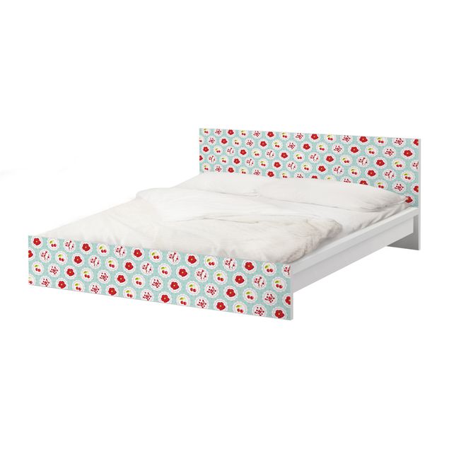 Möbelfolie für IKEA Malm Bett niedrig 140x200cm - Klebefolie Kirschen Design