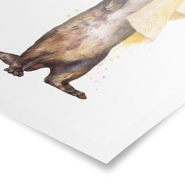 Wandbilder Braun Illustration Otter mit Handtuch Malerei Weiß