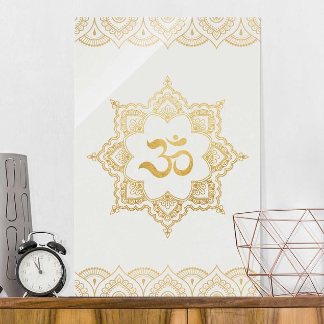 Küche Dekoration Mandala OM Illustration Ornament weiß gold