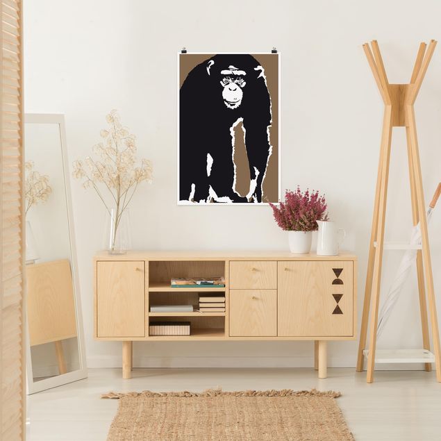 schwarz-weiß Poster No.TA10 Schimpanse