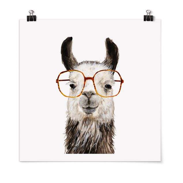 Tiere Poster Hippes Lama mit Brille IV
