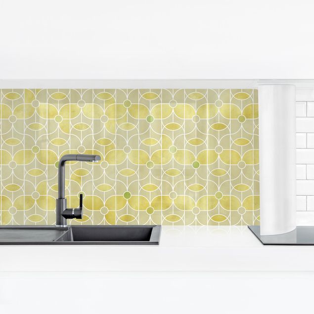 Glasrückwand Küche Art Deco Schmetterling Muster