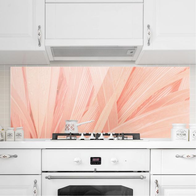 Küche Dekoration Palmenblätter Rosa