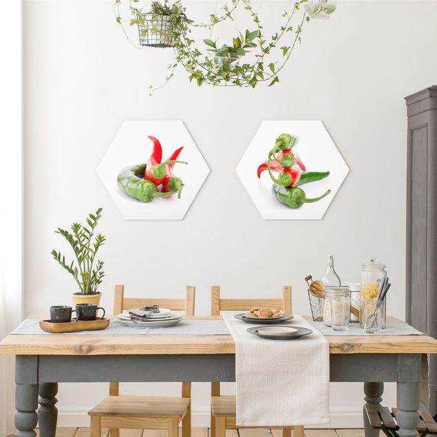 Wandbilder Gemüse Rote und grüne Peperoni