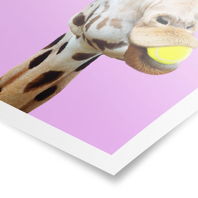 Kunstkopie Poster Giraffe beim Tennis