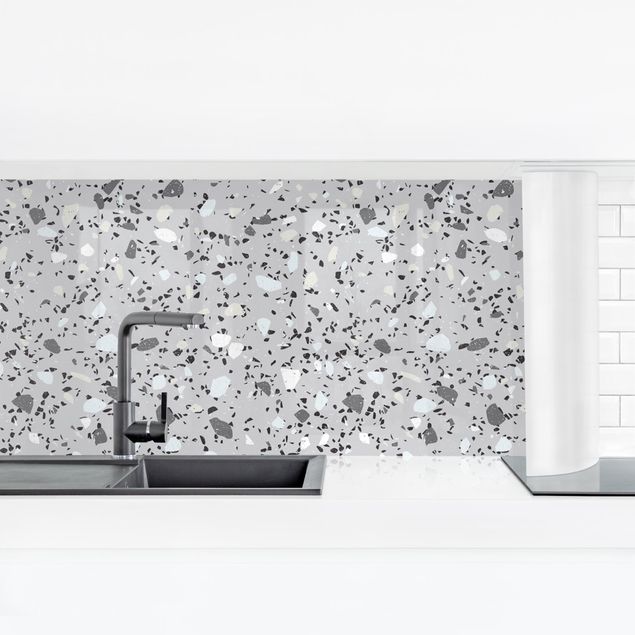 Glasrückwand Küche Detailliertes Terrazzo Muster Massa