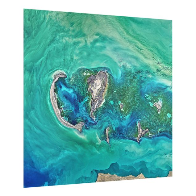 Spritzschutz Glas - NASA Fotografie Kaspisches Meer - Quadrat 1:1