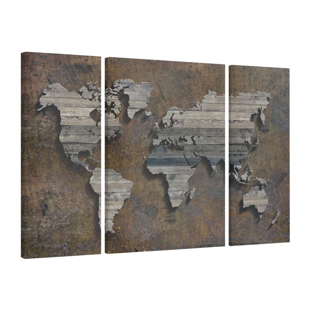 Leinwandbilder Weltkarte Holz Rost Weltkarte