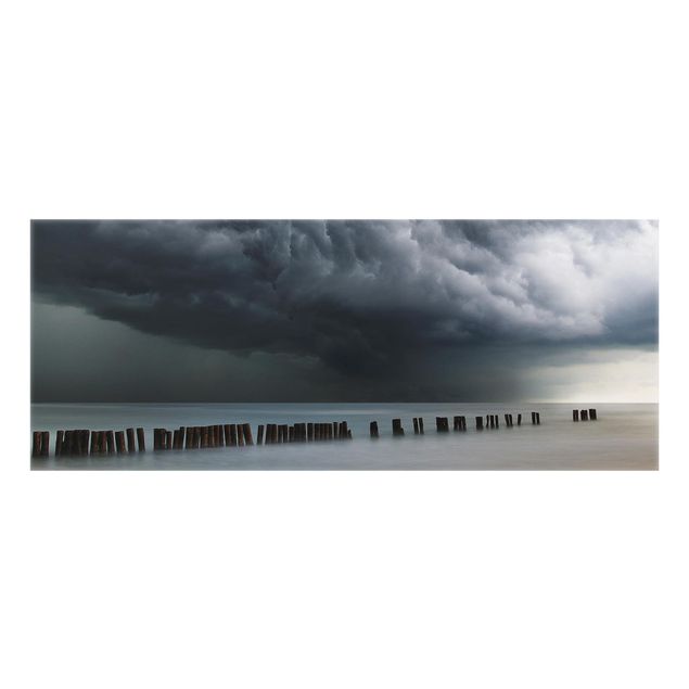 Spritzschutz Glas - Sturmwolken über der Ostsee - Panorama - 5:2