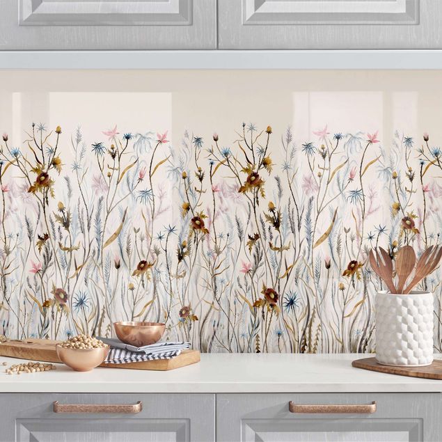Wanddeko Küche Wilde Trockenblumenwiese