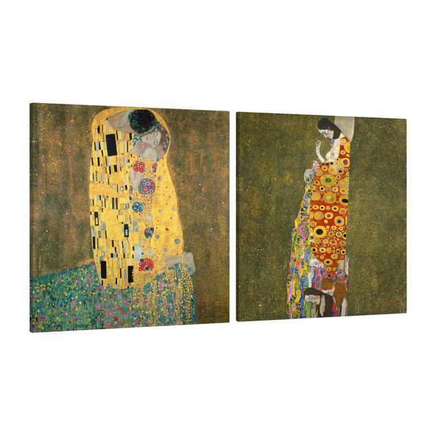 Leinwand Kunst Gustav Klimt - Kuss und Hoffnung