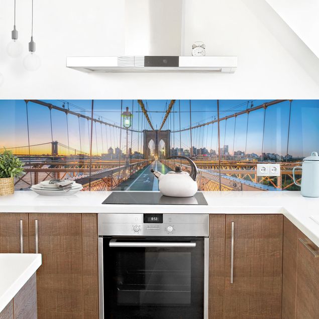 Glasrückwand Küche Morgenblick von der Brooklyn Bridge