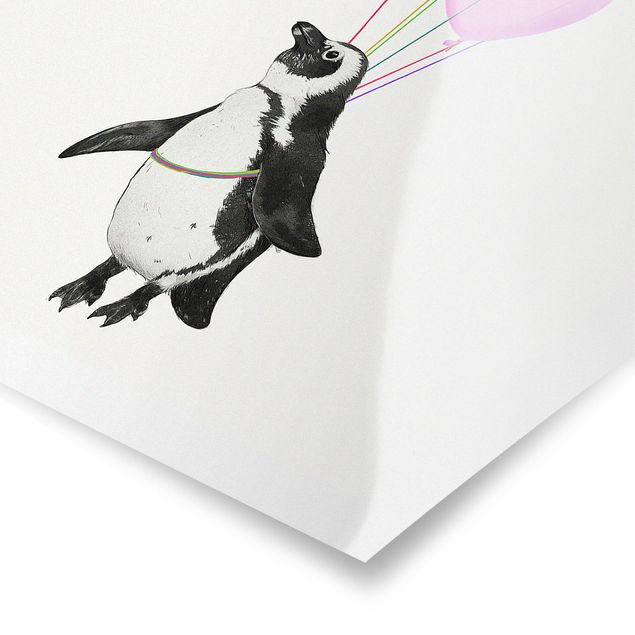 Laura Graves Art Bilder Illustration Pinguin Pastell Luftballons
