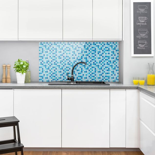Glasrückwand Küche Muster Mosaikfliesen Meeresrauschen