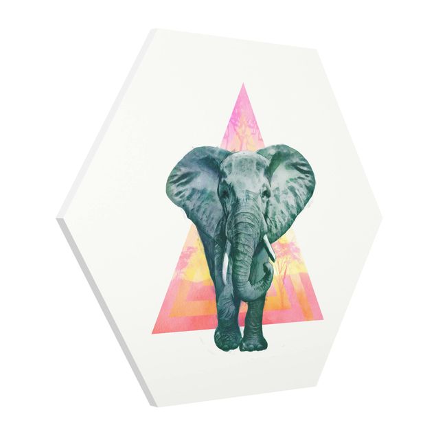 Wandbilder Modern Illustration Elefant vor Dreieck Malerei