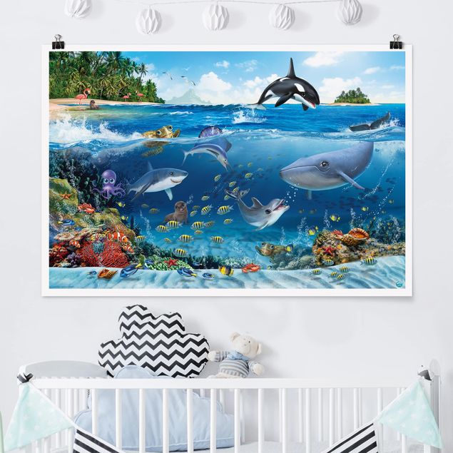 Deko Kinderzimmer Unterwasserwelt mit Tieren