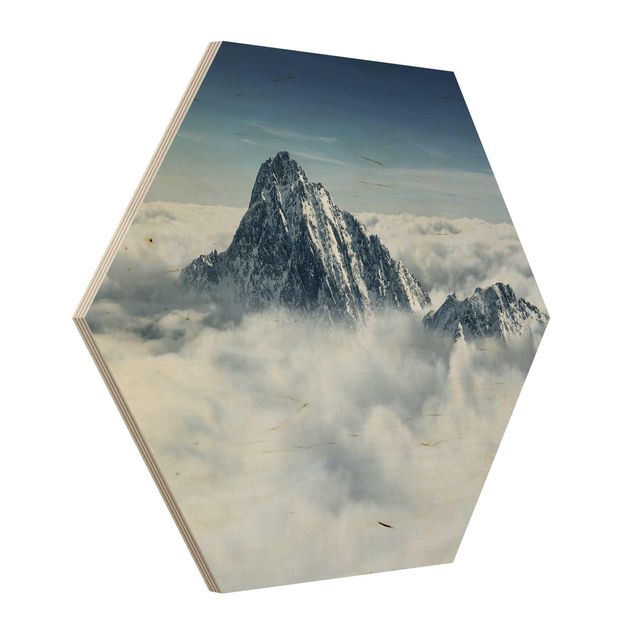 Bilder auf Holz Die Alpen über den Wolken