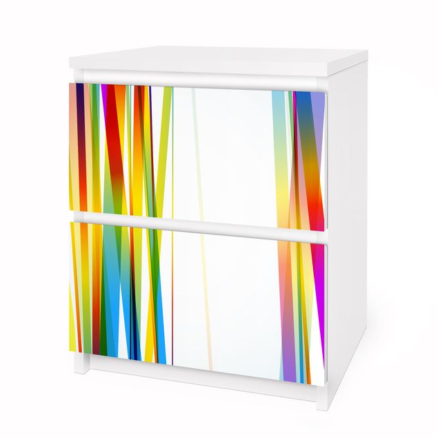 Möbelfolie für IKEA Malm Kommode - Selbstklebefolie Rainbow stripes