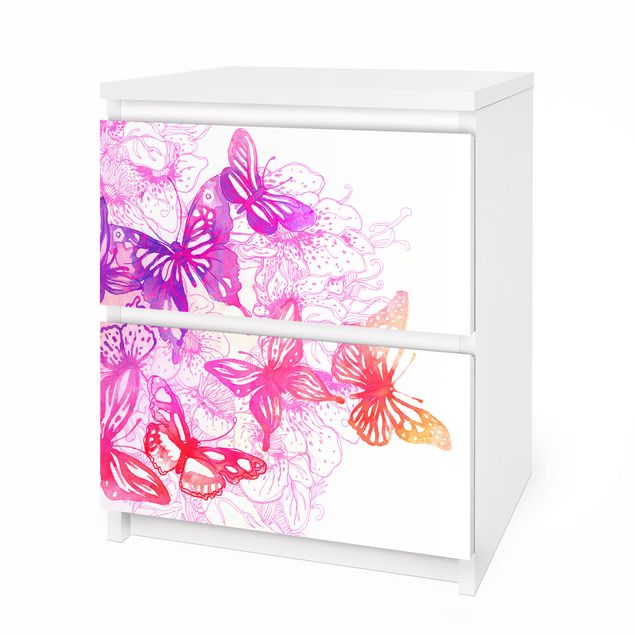 Möbelfolie für IKEA Malm Kommode - Selbstklebefolie Schmetterlingstraum