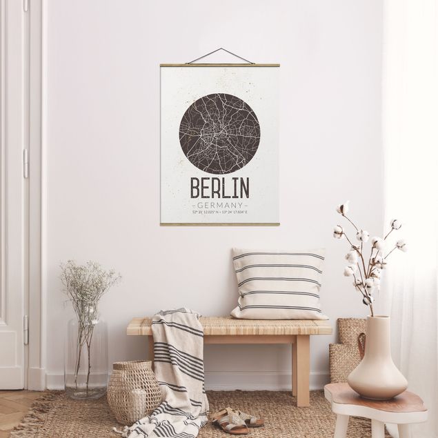 Wandbilder Architektur & Skyline Stadtplan Berlin - Retro