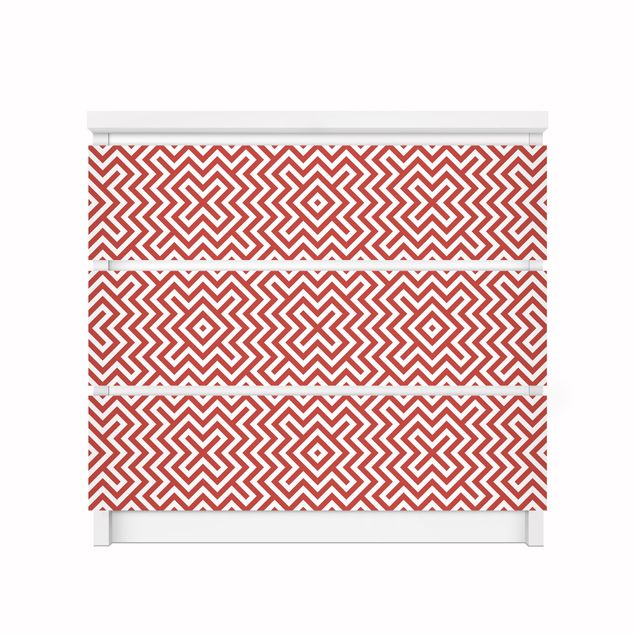 rote Folie selbstklebend Rotes geometrisches Streifenmuster