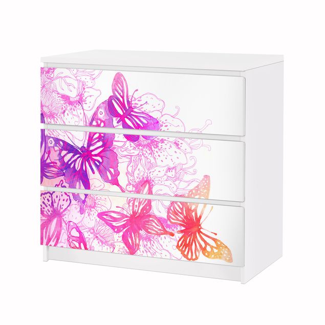 Möbelfolie für IKEA Malm Kommode - Klebefolie Schmetterlingstraum
