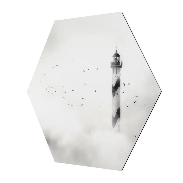 Wandbilder Modern Leuchtturm im Nebel
