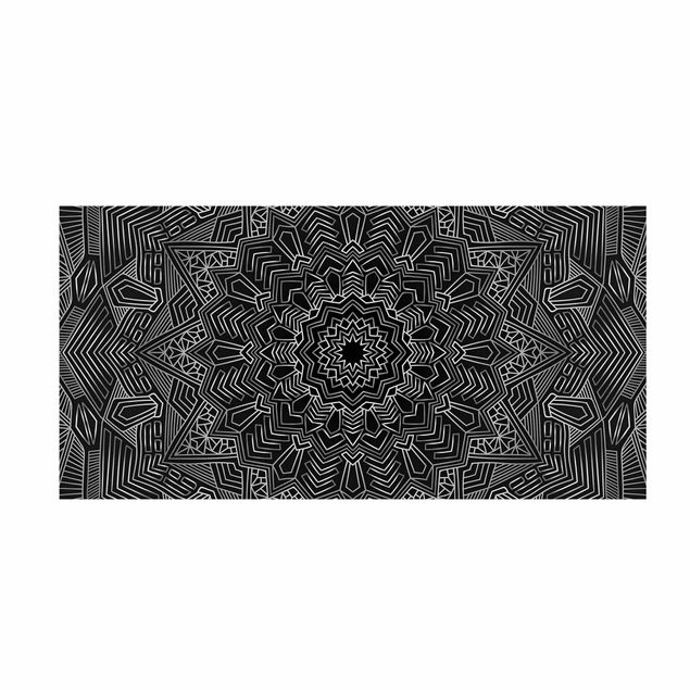 Moderne Teppiche Mandala Stern Muster silber schwarz