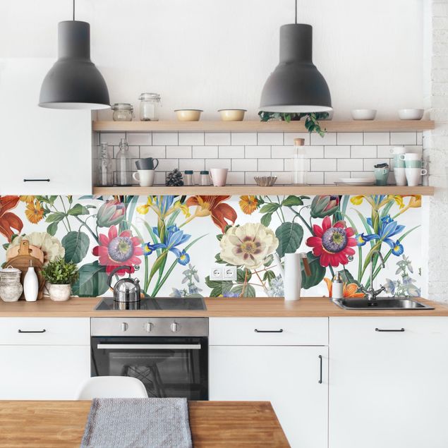 Glasrückwand Küche Farbenfrohe Blumenpracht