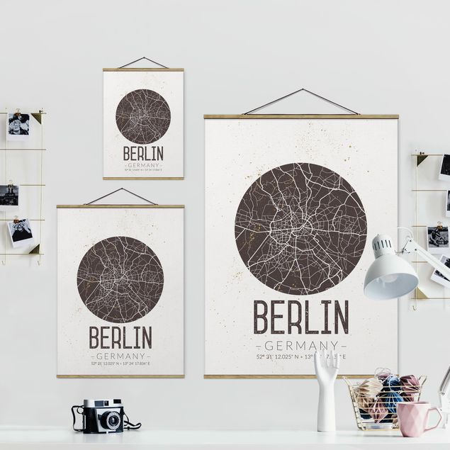 Wandbilder Braun Stadtplan Berlin - Retro