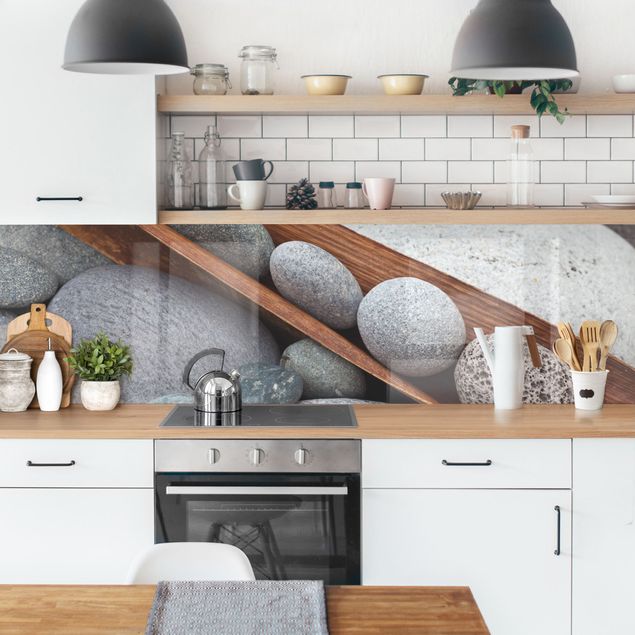 Küchenrückwände Steinoptik Stillleben mit grauen Steinen