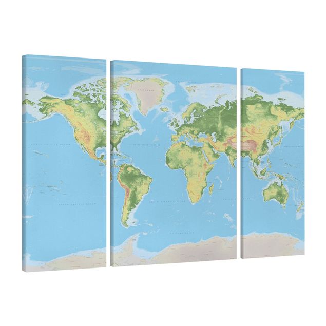 Leinwandbilder Weltkarte Physische Weltkarte