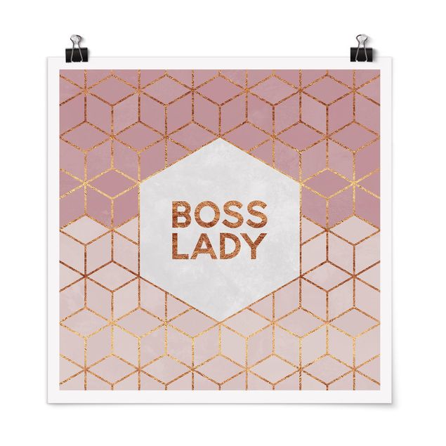Poster abstrakt Boss Lady Sechsecke Rosa