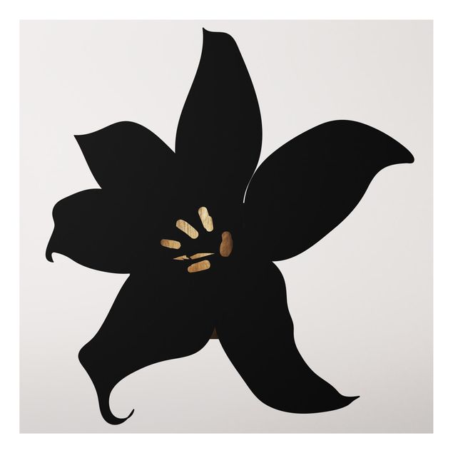 Küche Dekoration Grafische Pflanzenwelt - Orchidee Schwarz und Gold