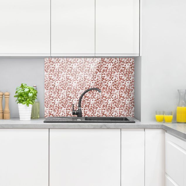 Glasrückwand Küche Muster Natürliches Muster Pusteblume mit Punkten Kupfer