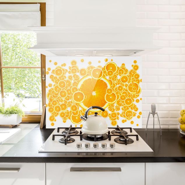 Spritzschutz Küche Glas Retro Orange Pattern