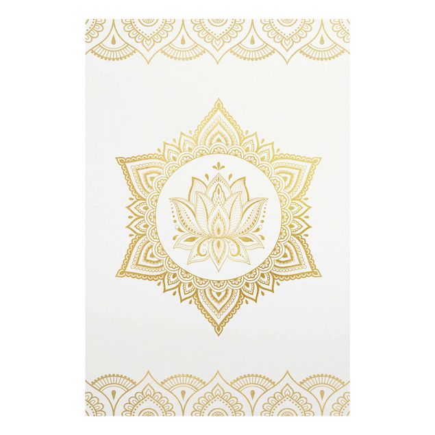 Bilder Mandala Lotus Illustration Ornament weiß gold