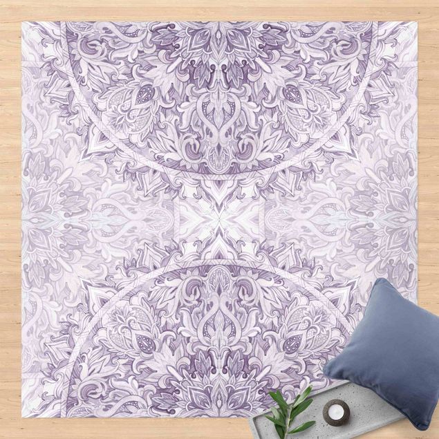 Aussen Teppich Mandala Aquarell Ornament violett