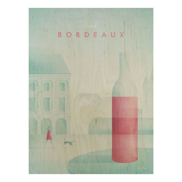 Holzbilder Vintage Reiseposter - Bordeaux