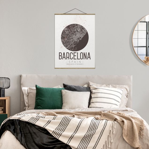 Wandbilder Architektur & Skyline Stadtplan Barcelona - Retro
