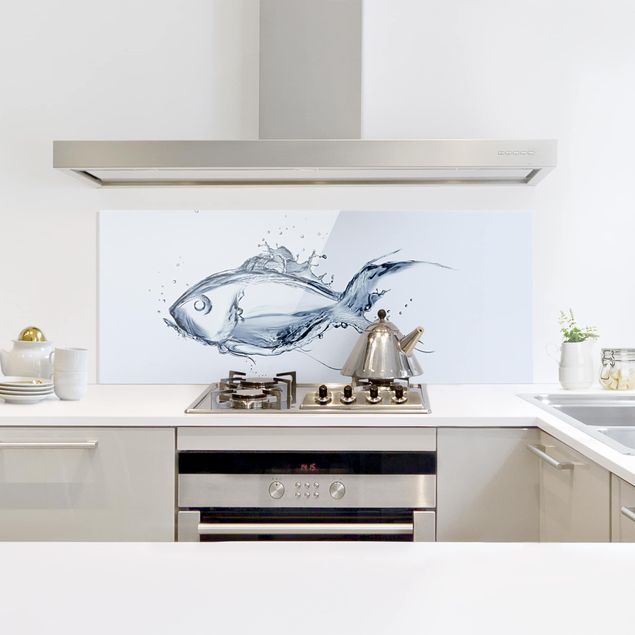 Glasrückwand Küche Liquid Silver Fish