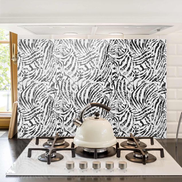Wanddeko Küche Zebramuster in Grautönen